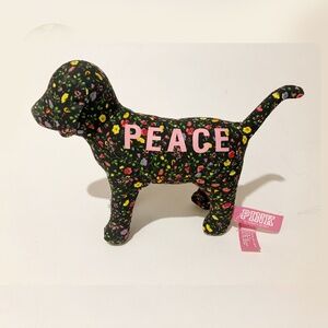 vintage Victoria's Secret PEACE DOG stuffed animal PINK